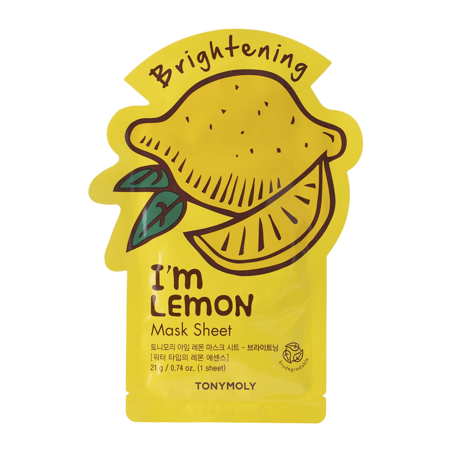 TonyMoly - I`m Real Lemon Mask Sheet Brightening - Ragyogtató Fátyolmaszk - 1szt/21ml